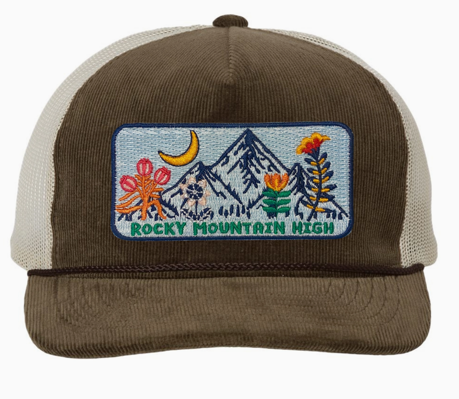 Taupe Rocky Mountain High Patch Corduroy Trucker Hat