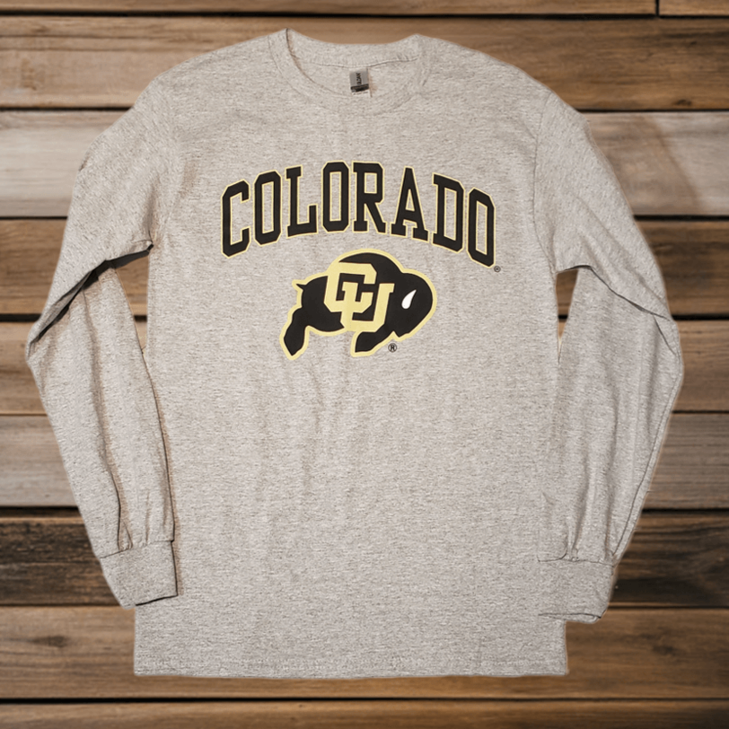 Long Sleeve Gildan Heather Gray Colorado Buffaloes T-Shirt