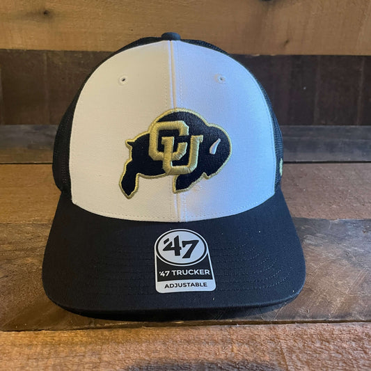 47 Brand Black Mesh White Front Trucker