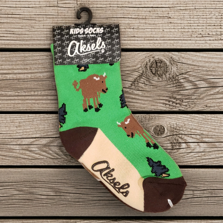 Green Buffalo Kids Socks