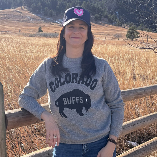 Gray Raglan Fleece Colorado Buffs Crewneck