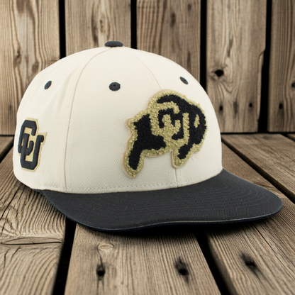 Ivory & Black Colorado Buffaloes Baseball Hat with Chenille Ralphie Logo