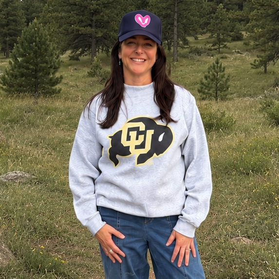 University of Colorado Heather Gray Mockneck Crew Sweatshirt