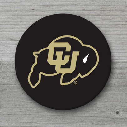 University of Colorado 3" Black Round Magnet with Ralphie